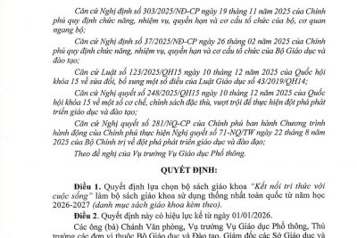 QUYẾT ĐỊNH 3588/QĐ-BGDĐT V/V BỘ SÁCH GIÁO KHOA GIÁO DỤC PHỔ THÔNG SỦ DỤNG THỐNG NHẤT TOÀN QUỐC
